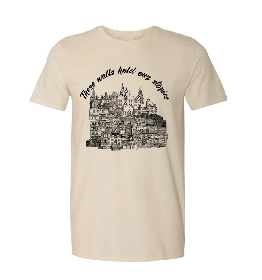These Walls Hold Our Stories – Front Design T-Shirt (Whitney Pier Landmarks)