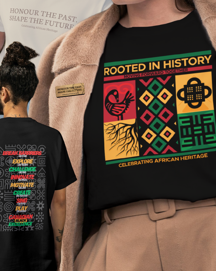 Honour the Past Collection featuring African Heritage Month and Black History Month apparel designed in Nova Scotia