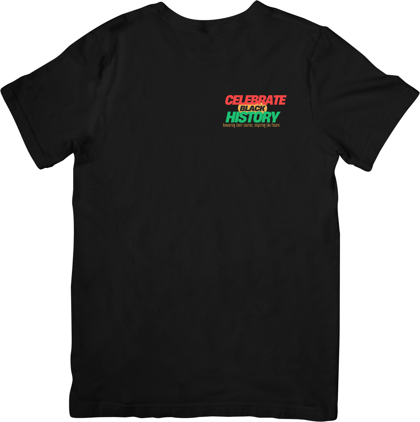 Pocket print Black History Month t-shirt front detail, Black History Month Canada t-shirt featuring Canadian Black leaders